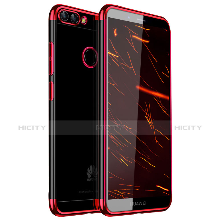 Custodia Silicone Trasparente Ultra Sottile Cover Morbida H01 per Huawei P Smart Rosso