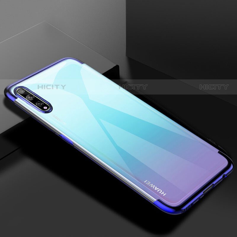 Custodia Silicone Trasparente Ultra Sottile Cover Morbida H01 per Huawei P smart S Blu
