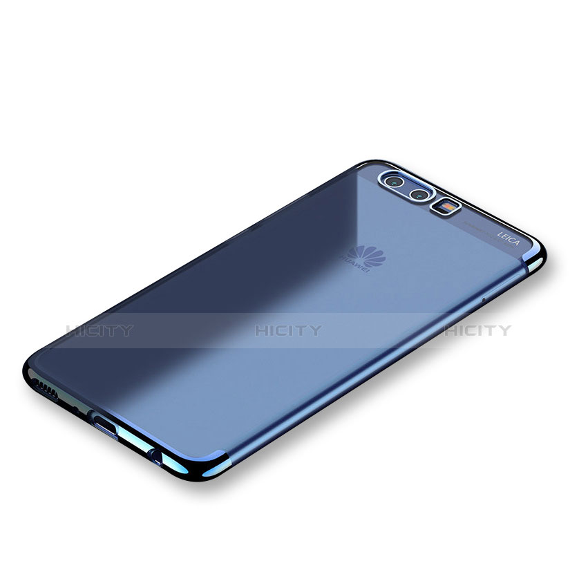 Custodia Silicone Trasparente Ultra Sottile Cover Morbida H01 per Huawei P10 Blu