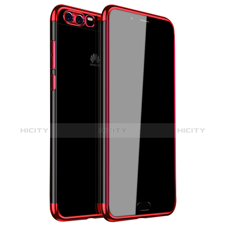 Custodia Silicone Trasparente Ultra Sottile Cover Morbida H01 per Huawei P10 Plus Rosso
