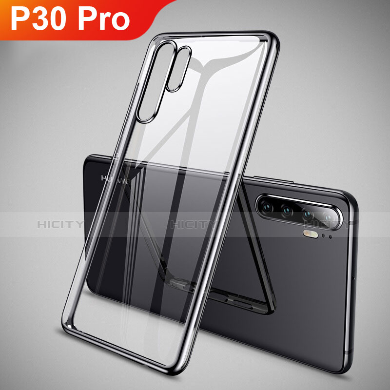 Custodia Silicone Trasparente Ultra Sottile Cover Morbida H01 per Huawei P30 Pro New Edition Nero