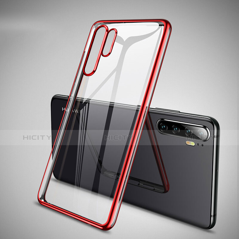 Custodia Silicone Trasparente Ultra Sottile Cover Morbida H01 per Huawei P30 Pro New Edition Rosso