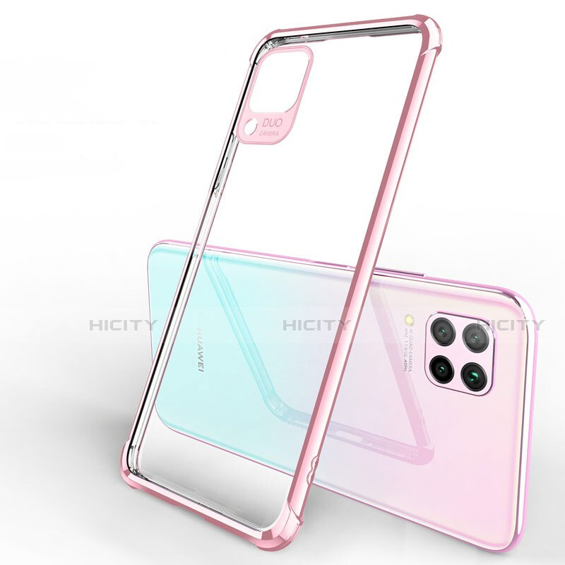 Custodia Silicone Trasparente Ultra Sottile Cover Morbida H01 per Huawei P40 Lite Oro Rosa