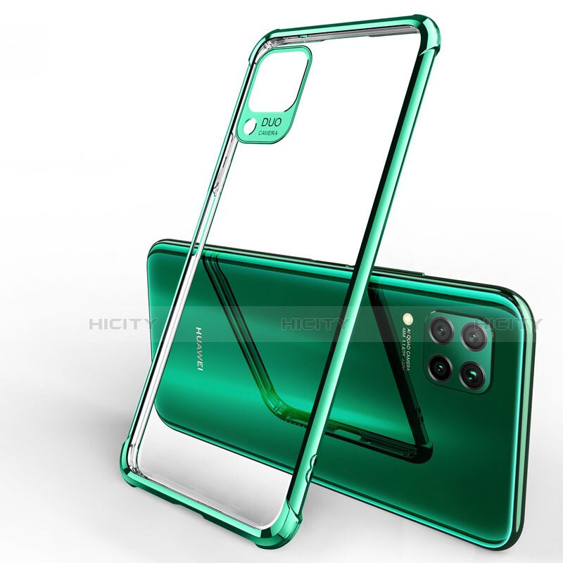 Custodia Silicone Trasparente Ultra Sottile Cover Morbida H01 per Huawei P40 Lite Verde