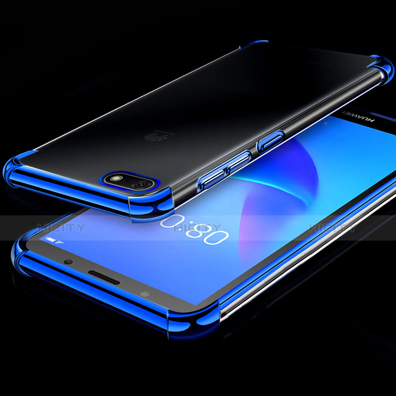 Custodia Silicone Trasparente Ultra Sottile Cover Morbida H01 per Huawei Y5 Prime (2018) Blu