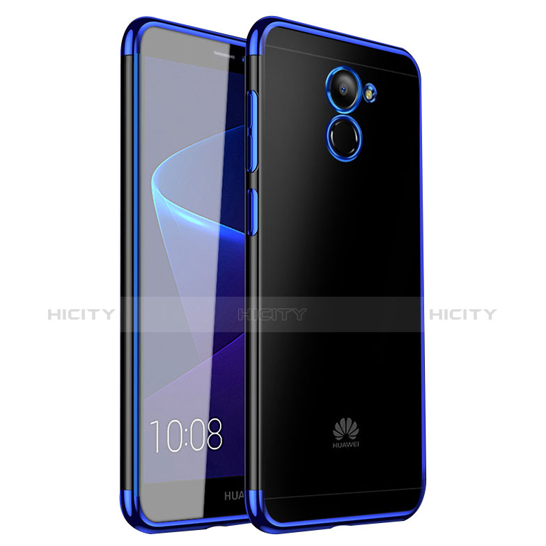 Custodia Silicone Trasparente Ultra Sottile Cover Morbida H01 per Huawei Y7 Prime Blu