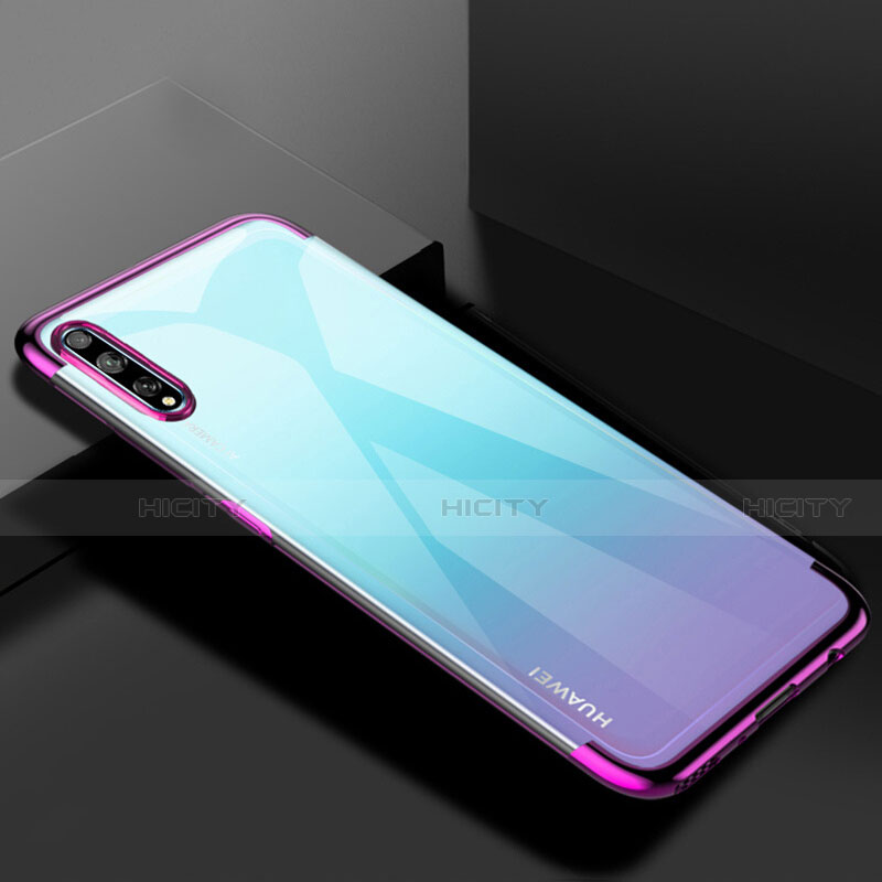 Custodia Silicone Trasparente Ultra Sottile Cover Morbida H01 per Huawei Y8p Viola