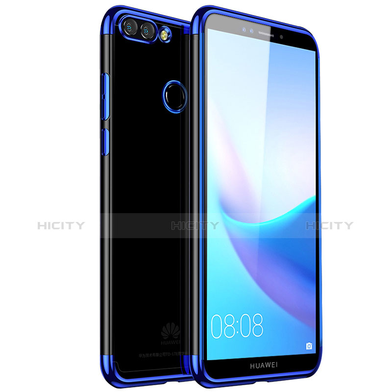 Custodia Silicone Trasparente Ultra Sottile Cover Morbida H01 per Huawei Y9 (2018) Blu