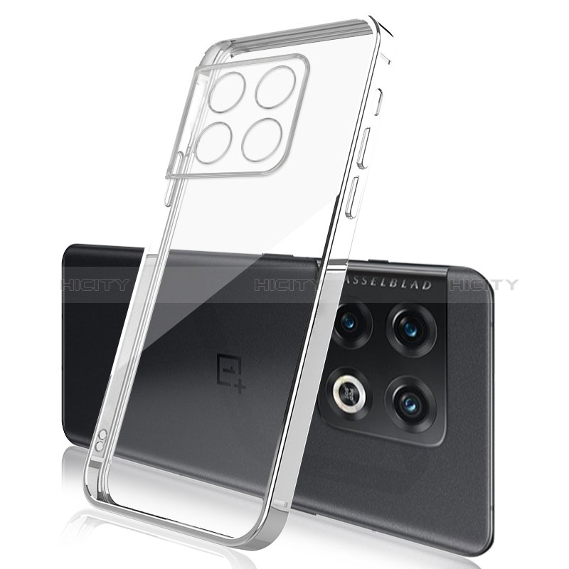 Custodia Silicone Trasparente Ultra Sottile Cover Morbida H01 per OnePlus 10 Pro 5G Argento