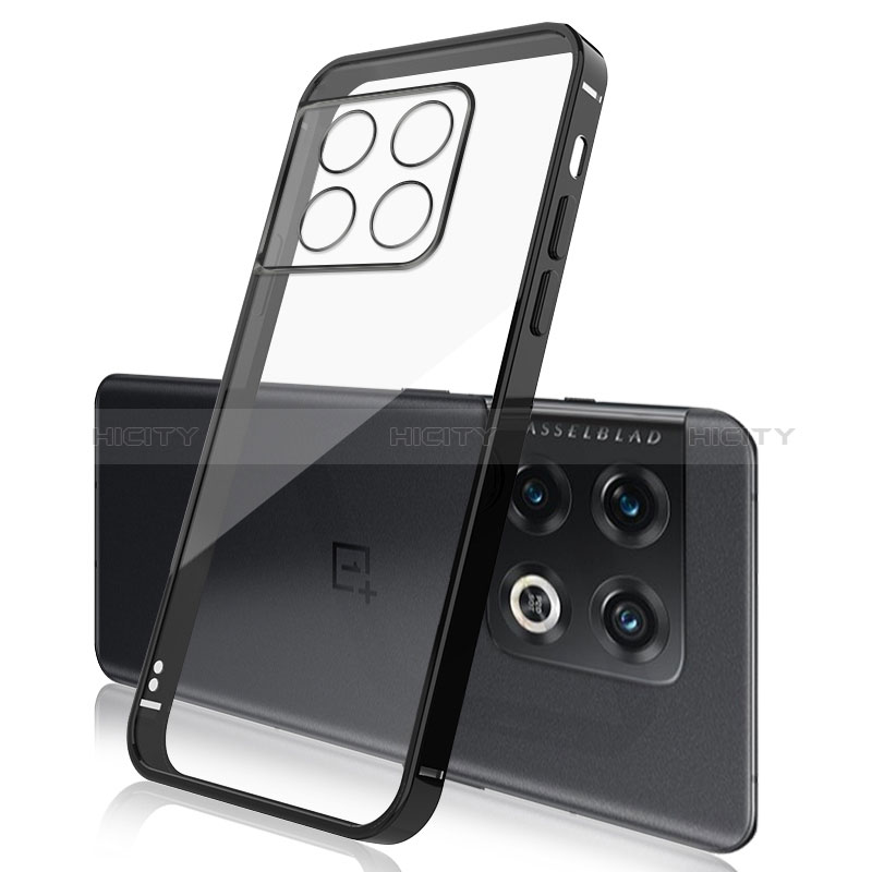 Custodia Silicone Trasparente Ultra Sottile Cover Morbida H01 per OnePlus 10 Pro 5G Nero