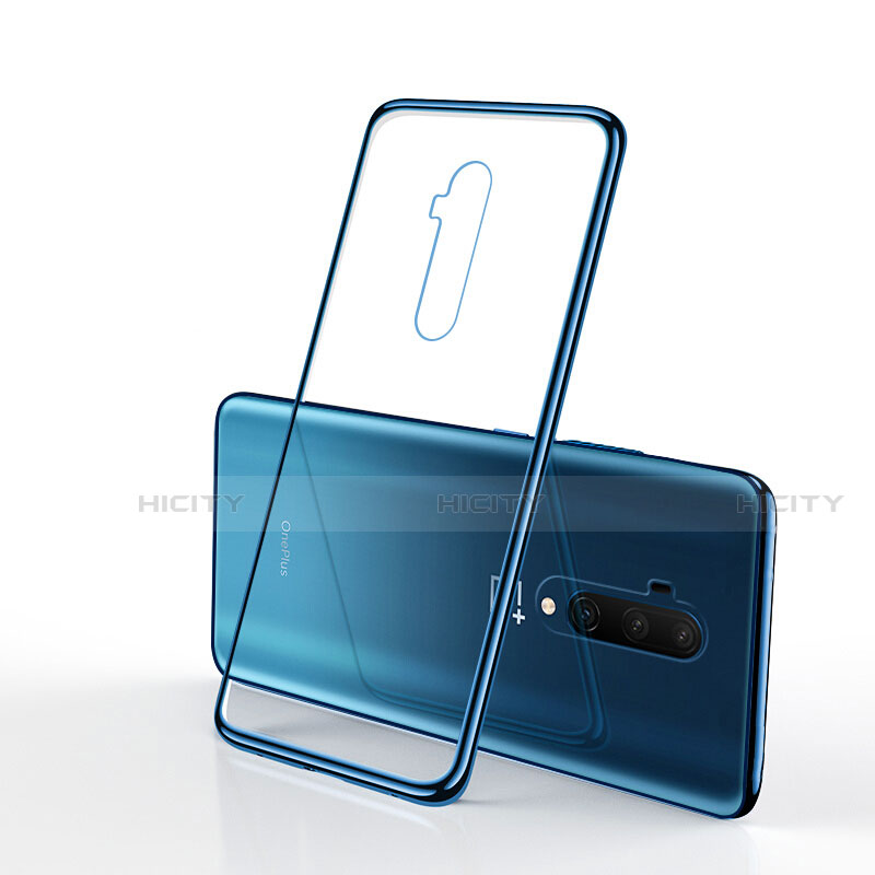 Custodia Silicone Trasparente Ultra Sottile Cover Morbida H01 per OnePlus 7T Pro 5G Blu