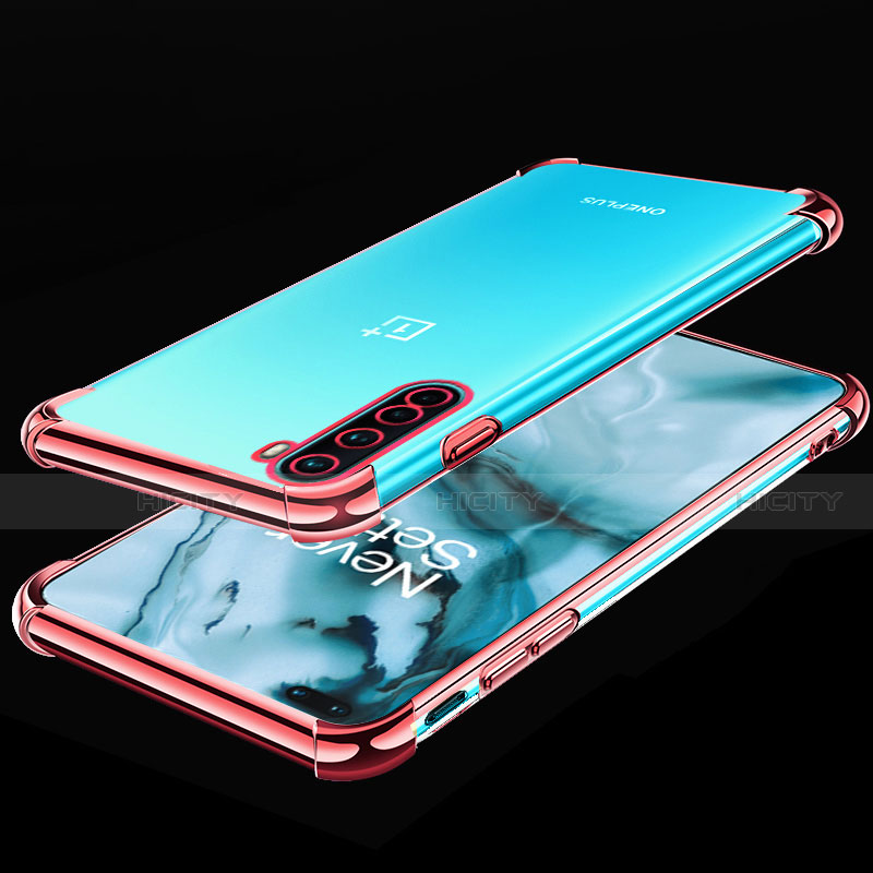 Custodia Silicone Trasparente Ultra Sottile Cover Morbida H01 per OnePlus Nord Oro Rosa