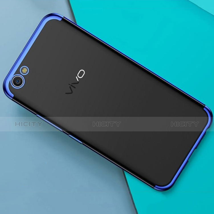 Custodia Silicone Trasparente Ultra Sottile Cover Morbida H01 per Oppo A71 Blu