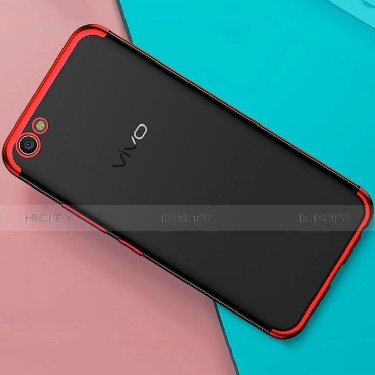 Custodia Silicone Trasparente Ultra Sottile Cover Morbida H01 per Oppo A71 Rosso