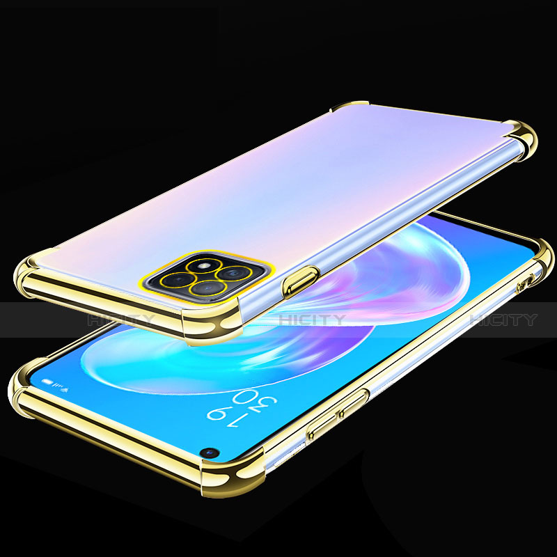 Custodia Silicone Trasparente Ultra Sottile Cover Morbida H01 per Oppo A72 5G Oro