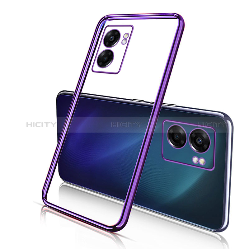 Custodia Silicone Trasparente Ultra Sottile Cover Morbida H01 per Oppo A77 5G Viola