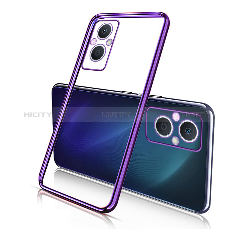 Custodia Silicone Trasparente Ultra Sottile Cover Morbida H01 per Oppo A96 5G Viola