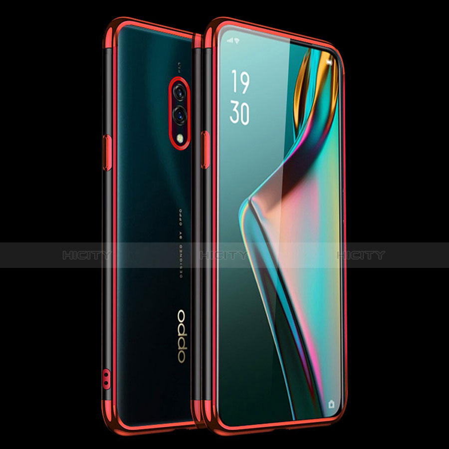 Custodia Silicone Trasparente Ultra Sottile Cover Morbida H01 per Oppo Realme X Rosso