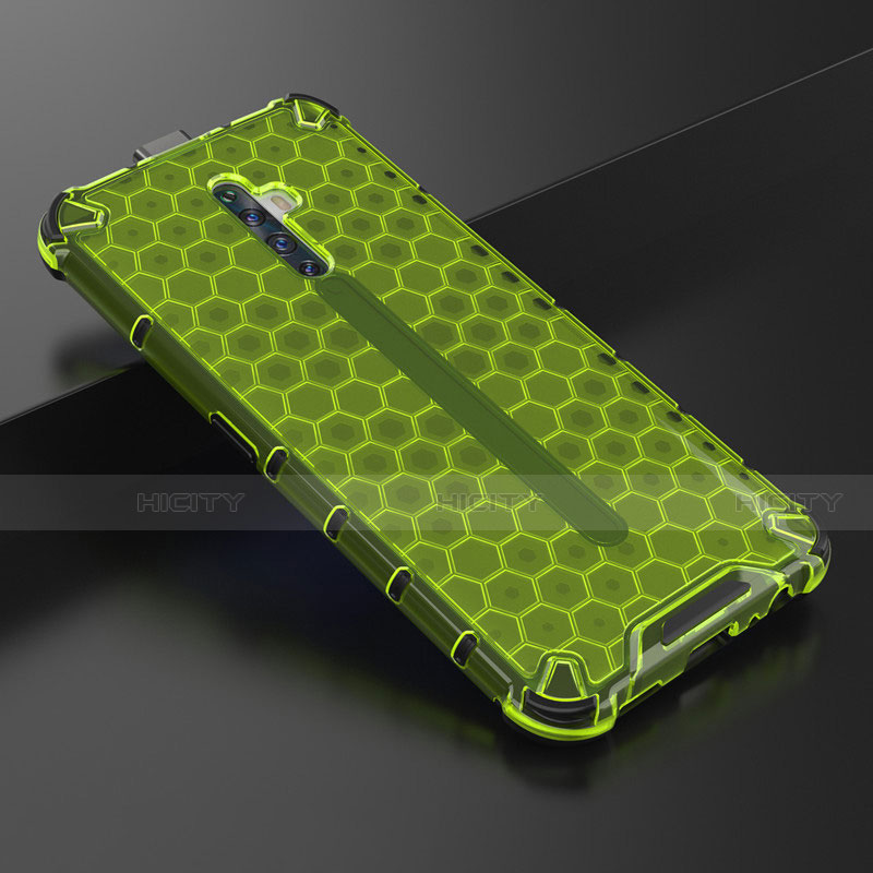 Custodia Silicone Trasparente Ultra Sottile Cover Morbida H01 per Oppo Reno2 Z Verde