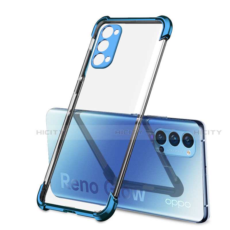 Custodia Silicone Trasparente Ultra Sottile Cover Morbida H01 per Oppo Reno4 5G Blu