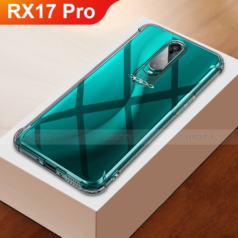 Custodia Silicone Trasparente Ultra Sottile Cover Morbida H01 per Oppo RX17 Pro Argento