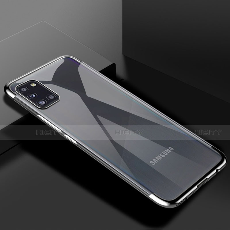 Custodia Silicone Trasparente Ultra Sottile Cover Morbida H01 per Samsung Galaxy A31 Argento