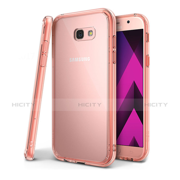 Custodia Silicone Trasparente Ultra Sottile Cover Morbida H01 per Samsung Galaxy A7 (2017) A720F Rosa