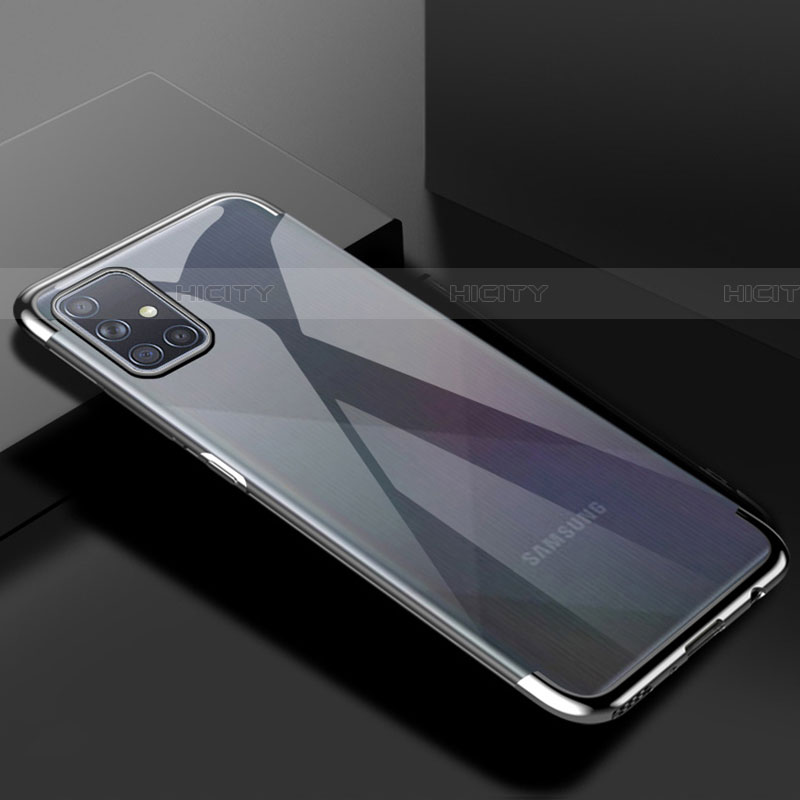 Custodia Silicone Trasparente Ultra Sottile Cover Morbida H01 per Samsung Galaxy A71 5G Argento