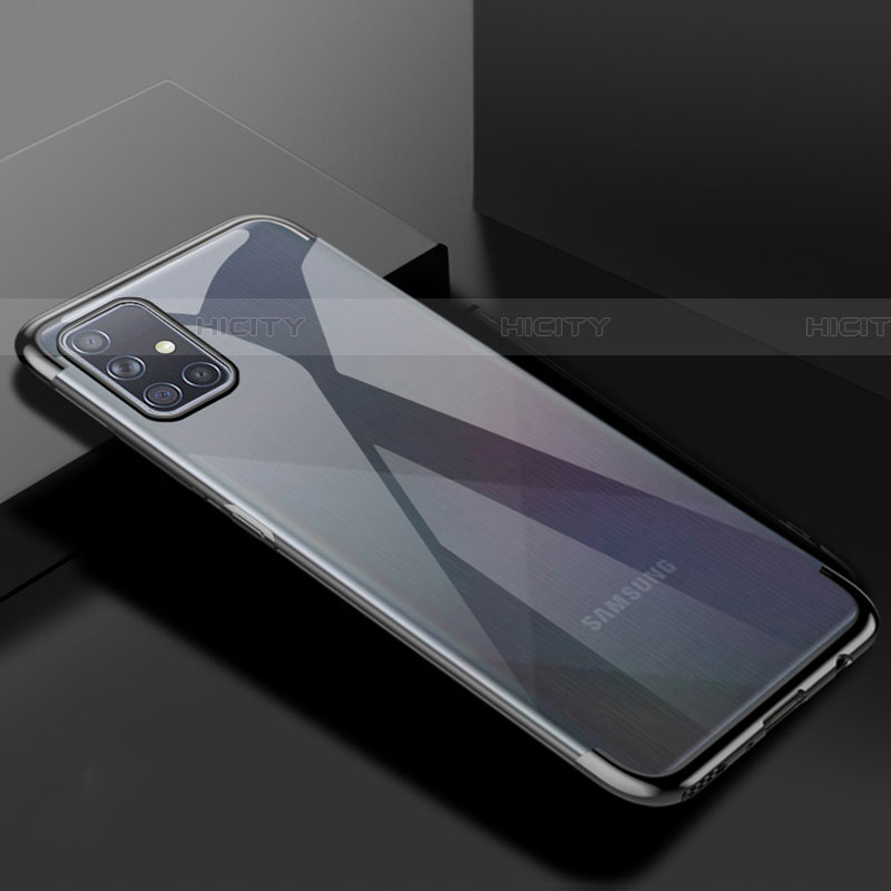 Custodia Silicone Trasparente Ultra Sottile Cover Morbida H01 per Samsung Galaxy A71 5G Nero