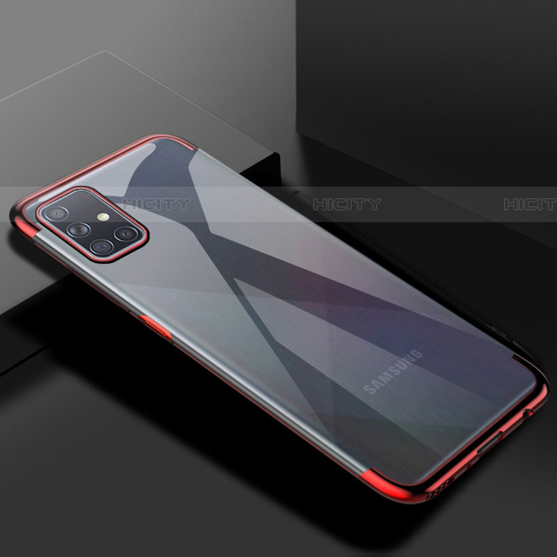 Custodia Silicone Trasparente Ultra Sottile Cover Morbida H01 per Samsung Galaxy A71 5G Rosso