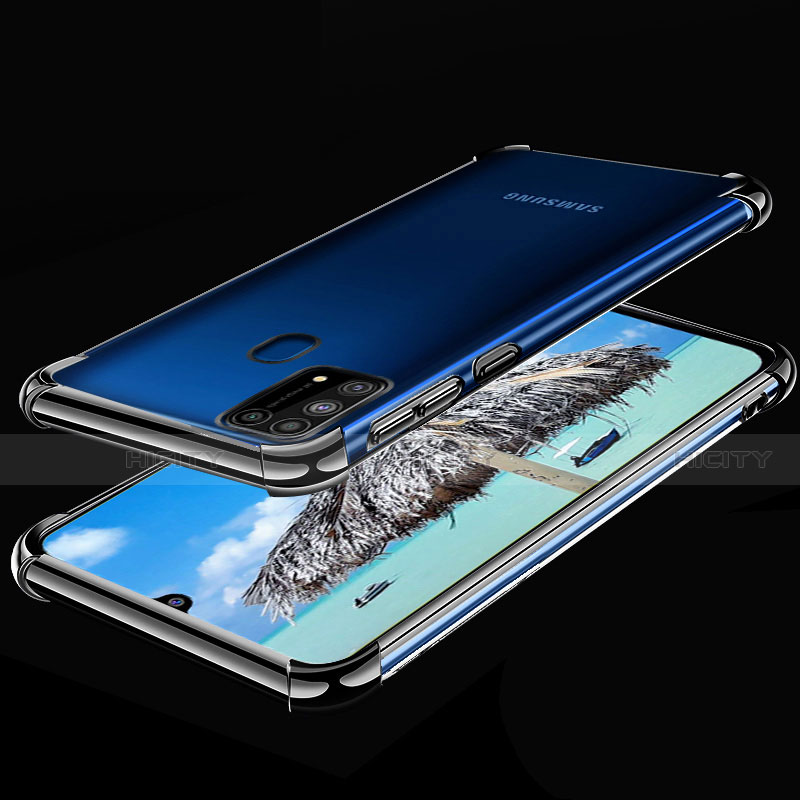 Custodia Silicone Trasparente Ultra Sottile Cover Morbida H01 per Samsung Galaxy M21s Nero
