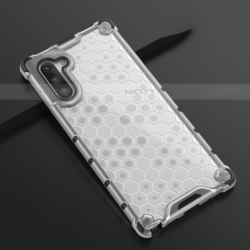 Custodia Silicone Trasparente Ultra Sottile Cover Morbida H01 per Samsung Galaxy Note 10 5G Bianco