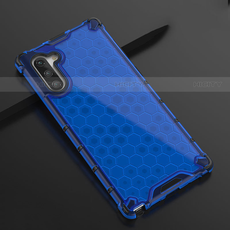 Custodia Silicone Trasparente Ultra Sottile Cover Morbida H01 per Samsung Galaxy Note 10 5G Blu