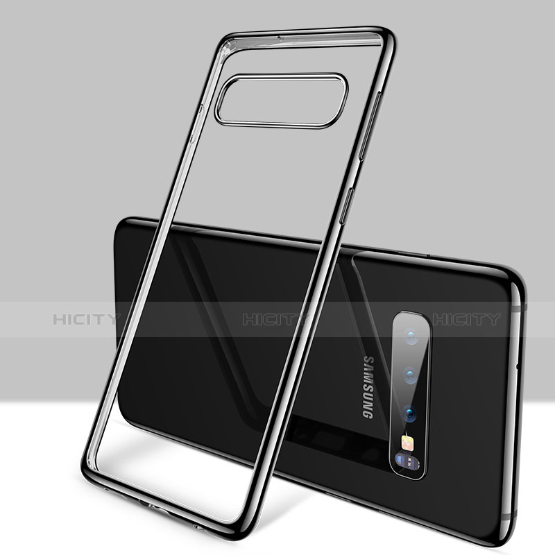 Custodia Silicone Trasparente Ultra Sottile Cover Morbida H01 per Samsung Galaxy S10 Nero