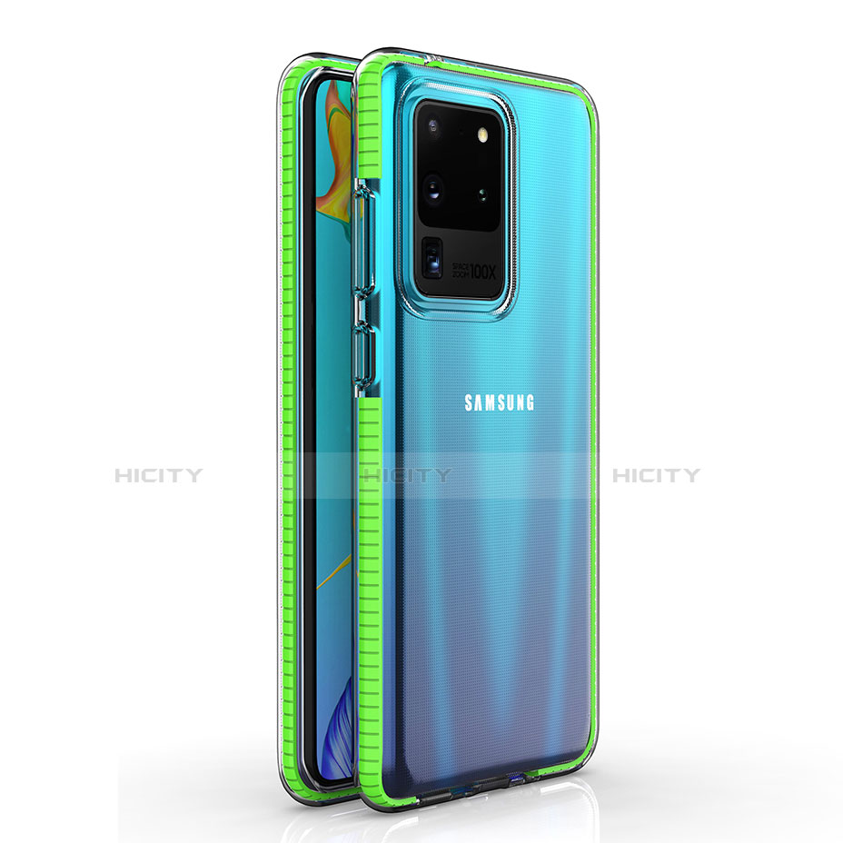 Custodia Silicone Trasparente Ultra Sottile Cover Morbida H01 per Samsung Galaxy S20 Ultra 5G Verde