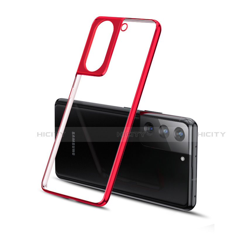 Custodia Silicone Trasparente Ultra Sottile Cover Morbida H01 per Samsung Galaxy S21 5G Rosso