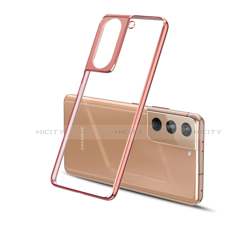 Custodia Silicone Trasparente Ultra Sottile Cover Morbida H01 per Samsung Galaxy S21 Plus 5G Oro