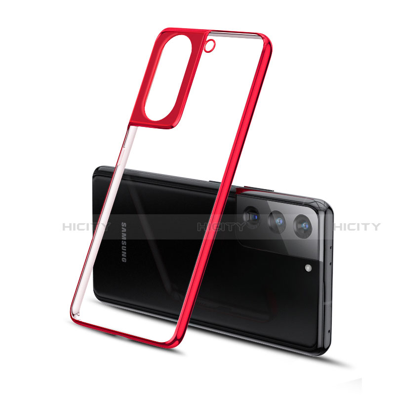 Custodia Silicone Trasparente Ultra Sottile Cover Morbida H01 per Samsung Galaxy S21 Plus 5G Rosso