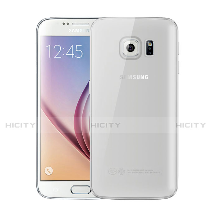 Custodia Silicone Trasparente Ultra Sottile Cover Morbida H01 per Samsung Galaxy S6 SM-G920 Grigio