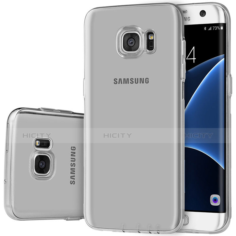 Custodia Silicone Trasparente Ultra Sottile Cover Morbida H01 per Samsung Galaxy S7 Edge G935F Grigio
