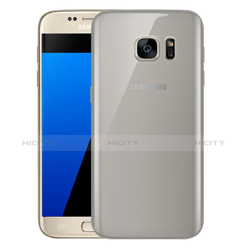 Custodia Silicone Trasparente Ultra Sottile Cover Morbida H01 per Samsung Galaxy S7 G930F G930FD Grigio