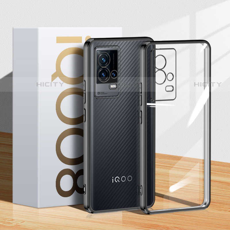 Custodia Silicone Trasparente Ultra Sottile Cover Morbida H01 per Vivo iQOO 8 5G Nero