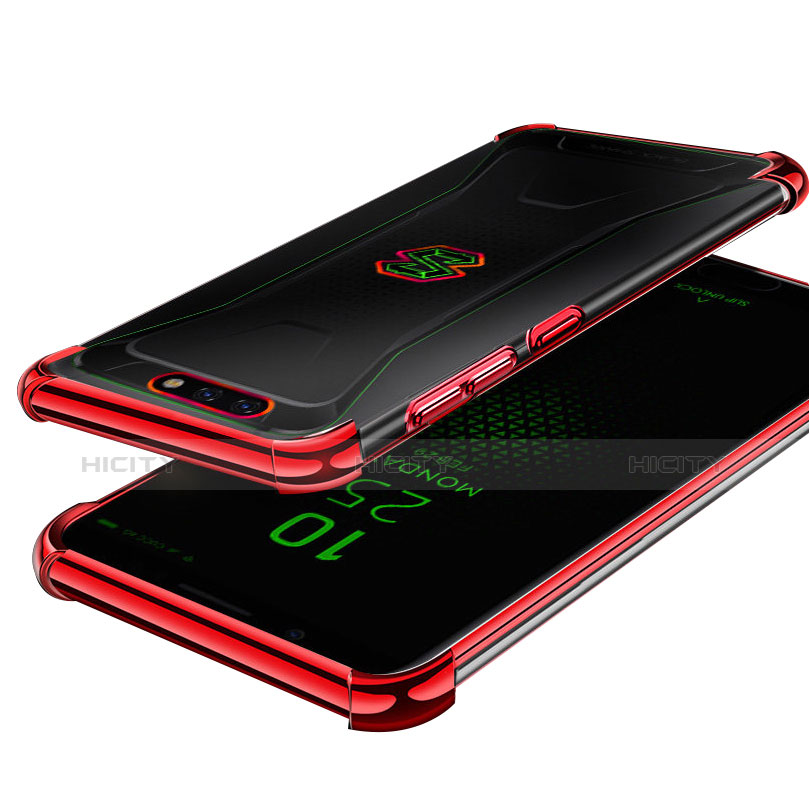 Custodia Silicone Trasparente Ultra Sottile Cover Morbida H01 per Xiaomi Black Shark Rosso