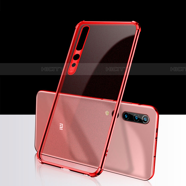 Custodia Silicone Trasparente Ultra Sottile Cover Morbida H01 per Xiaomi Mi 10 Rosso