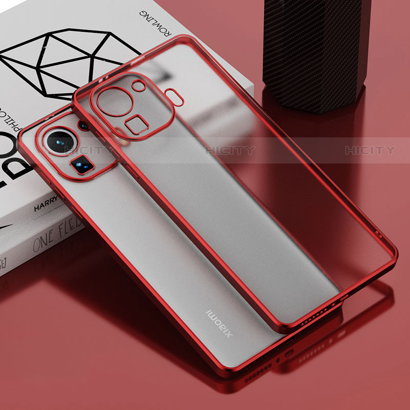 Custodia Silicone Trasparente Ultra Sottile Cover Morbida H01 per Xiaomi Mi 11 Pro 5G Rosso