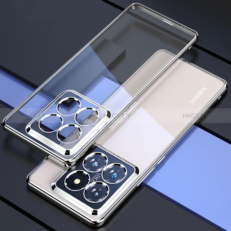 Custodia Silicone Trasparente Ultra Sottile Cover Morbida H01 per Xiaomi Mi 14 5G Argento