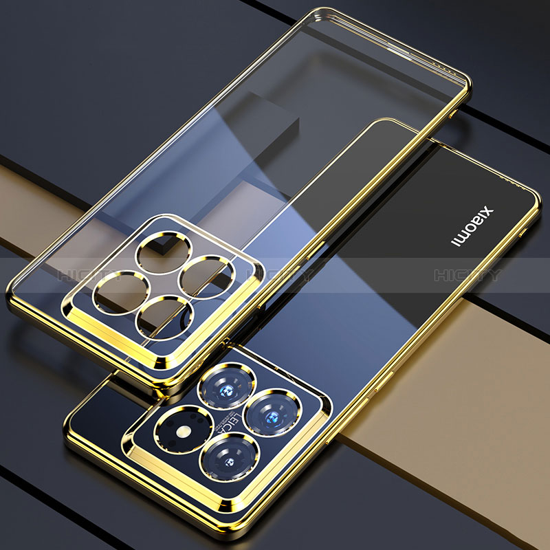 Custodia Silicone Trasparente Ultra Sottile Cover Morbida H01 per Xiaomi Mi 14 Pro 5G Oro