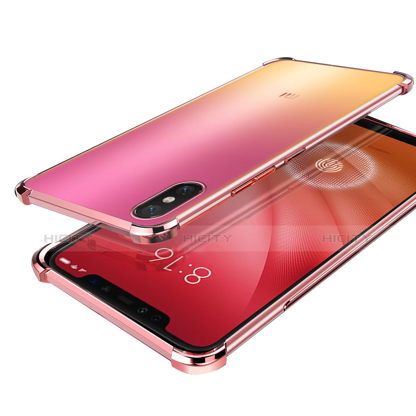 Custodia Silicone Trasparente Ultra Sottile Cover Morbida H01 per Xiaomi Mi 8 Screen Fingerprint Edition Oro Rosa