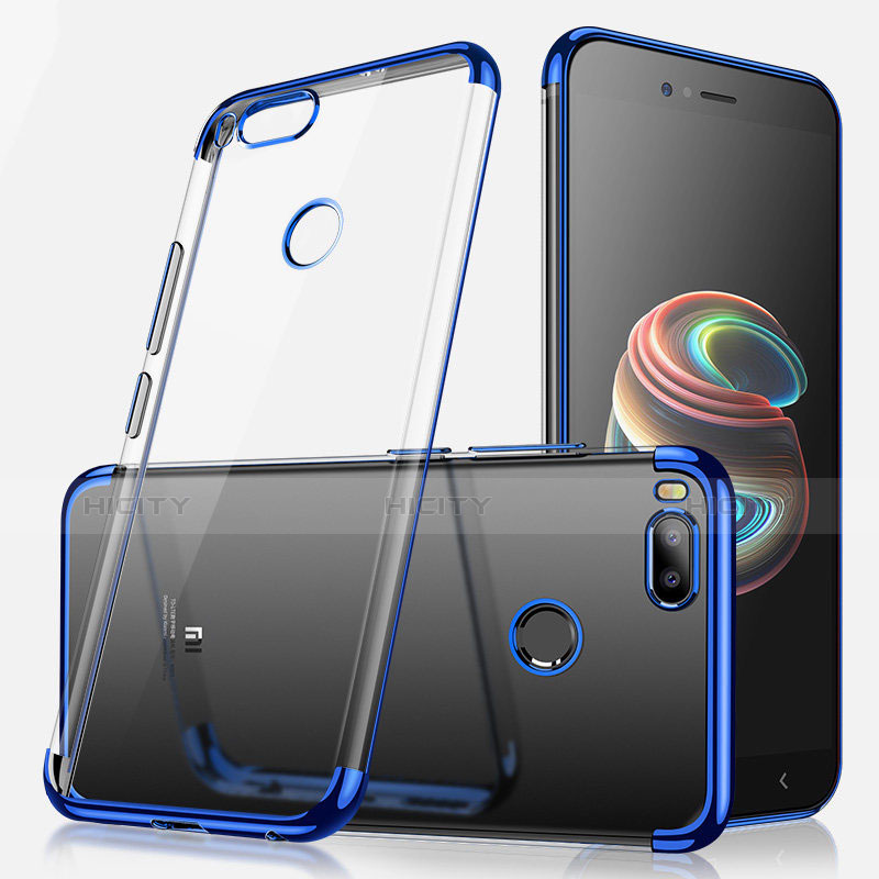 Custodia Silicone Trasparente Ultra Sottile Cover Morbida H01 per Xiaomi Mi A1 Blu