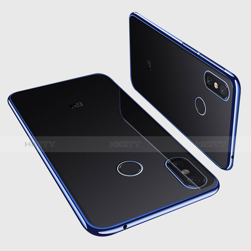 Custodia Silicone Trasparente Ultra Sottile Cover Morbida H01 per Xiaomi Mi Max 3 Blu